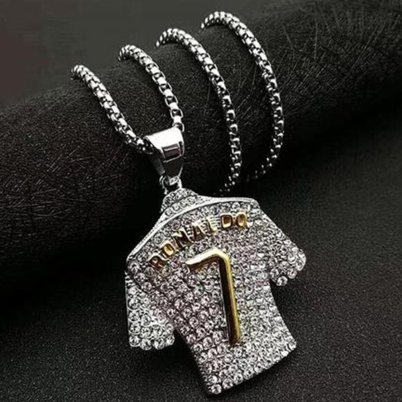 NEW Ronaldo Soccer Fully Iced Out Chain Necklace - Picture 1 of 3